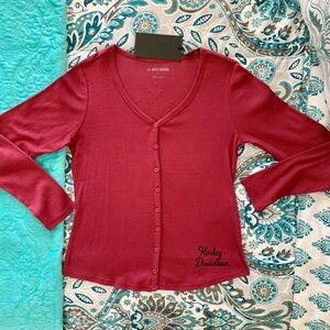 New Harley-Davidson Burgundy Long Sleeve Shirt